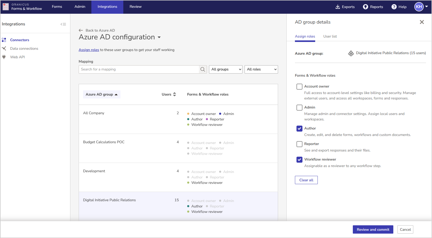 Assign roles to user groups