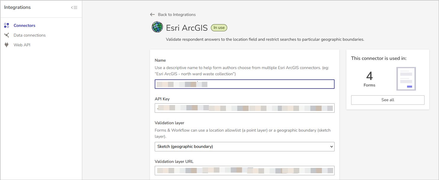validation layer in esri connector