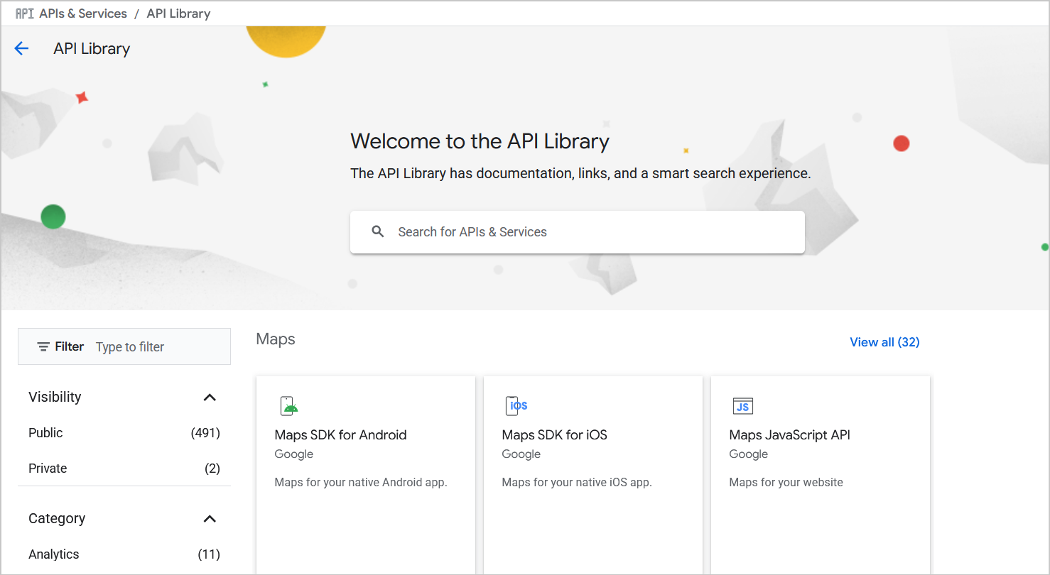 API library for Google Maps