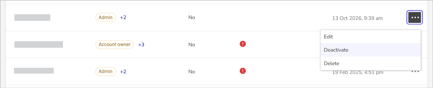 select the deactivate option in the three dots menu