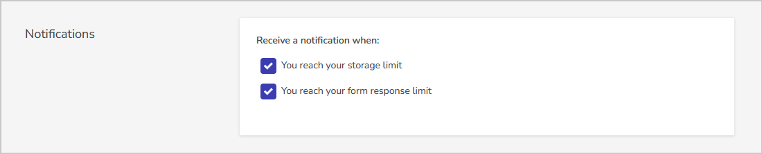 quota notification boxes checked