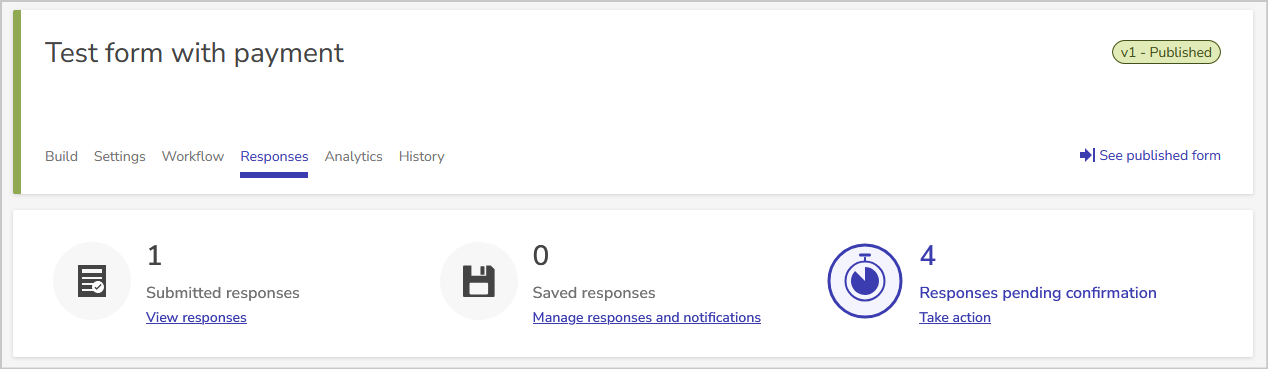 form response header showing the pending responses count