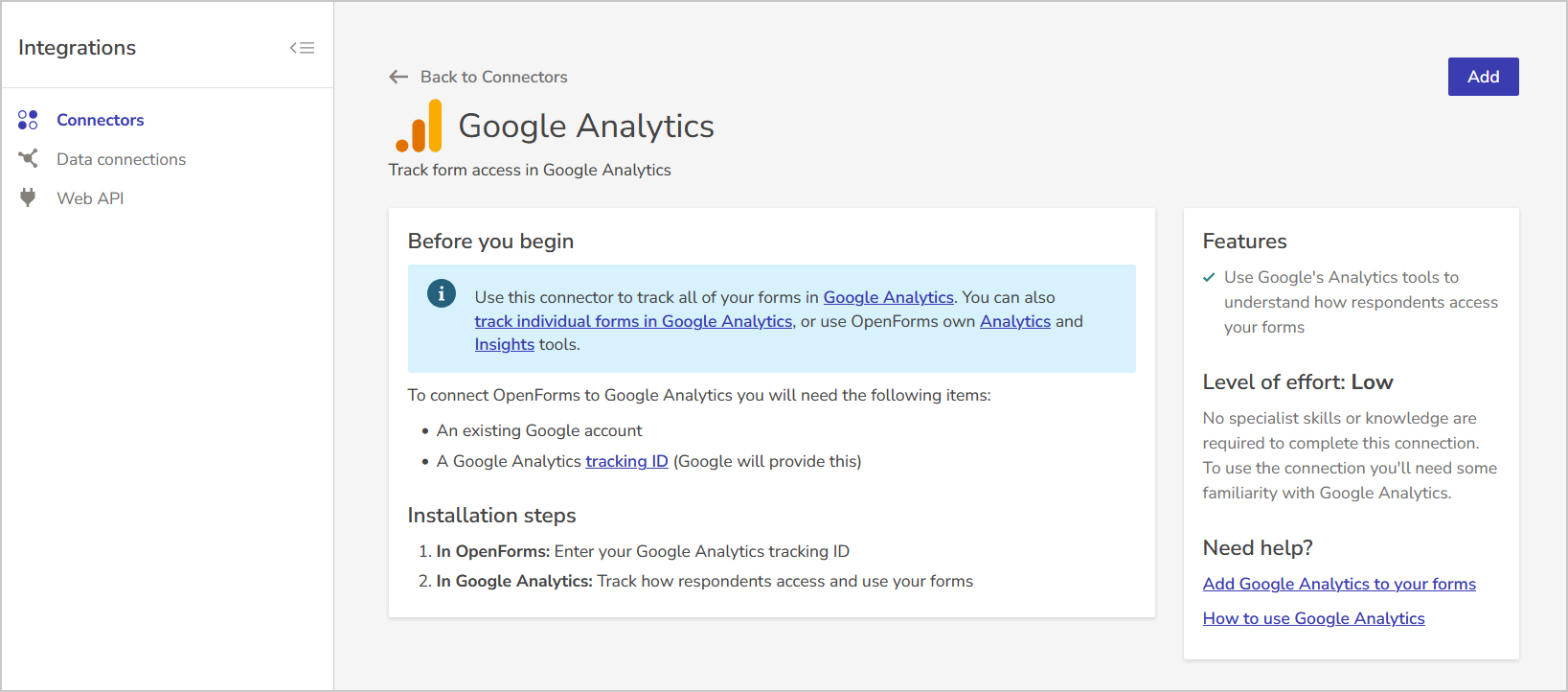 add Google Analytics connection 
