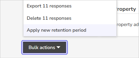 apply a new retention period in the bulk actions