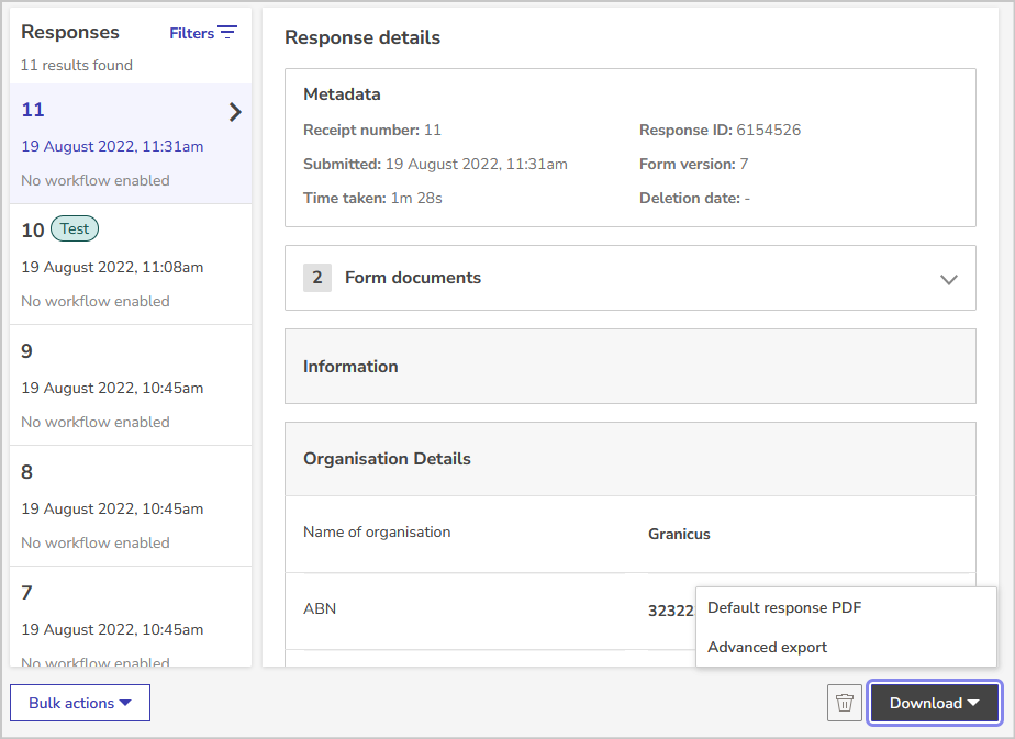 download a response menu
