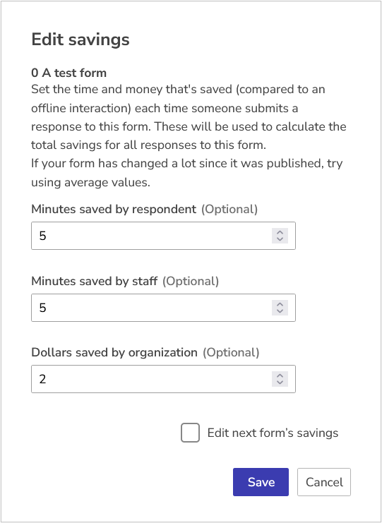 form savings options