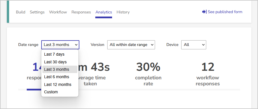 analytics tab date range