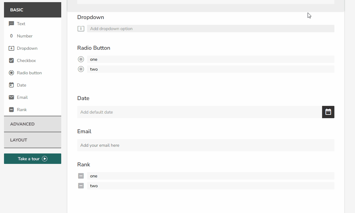 basic field settings 