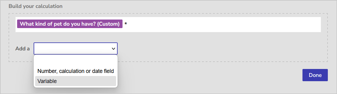 add a variable menu