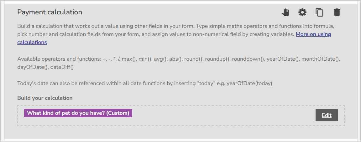 edit calculation