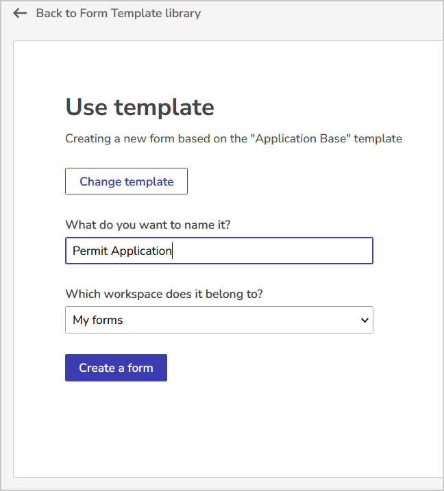 create a form using a template