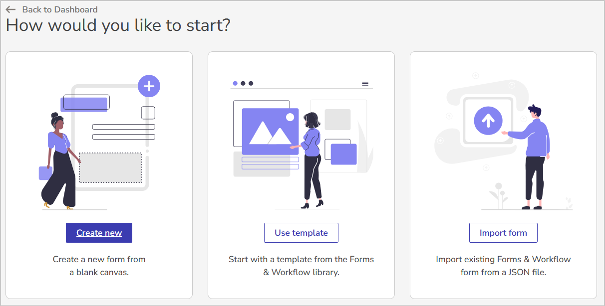 create new form option