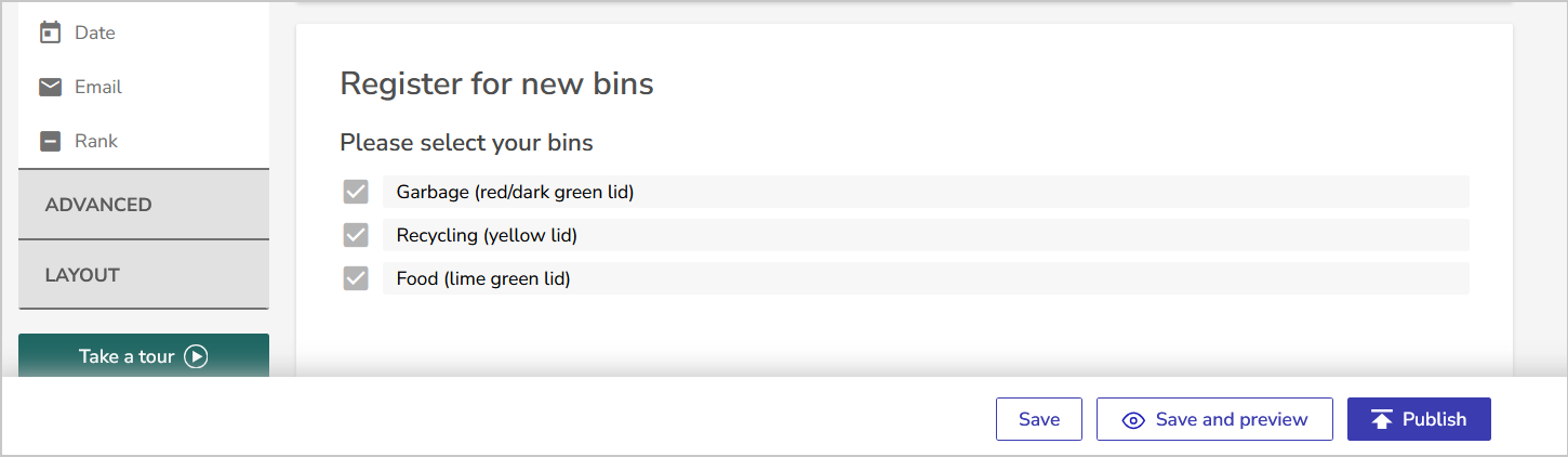 save and publish buttons