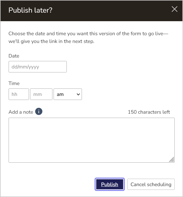 schedule publish date