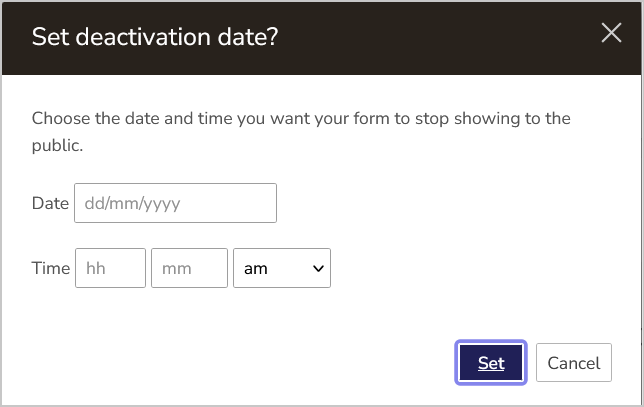 set deactivation date