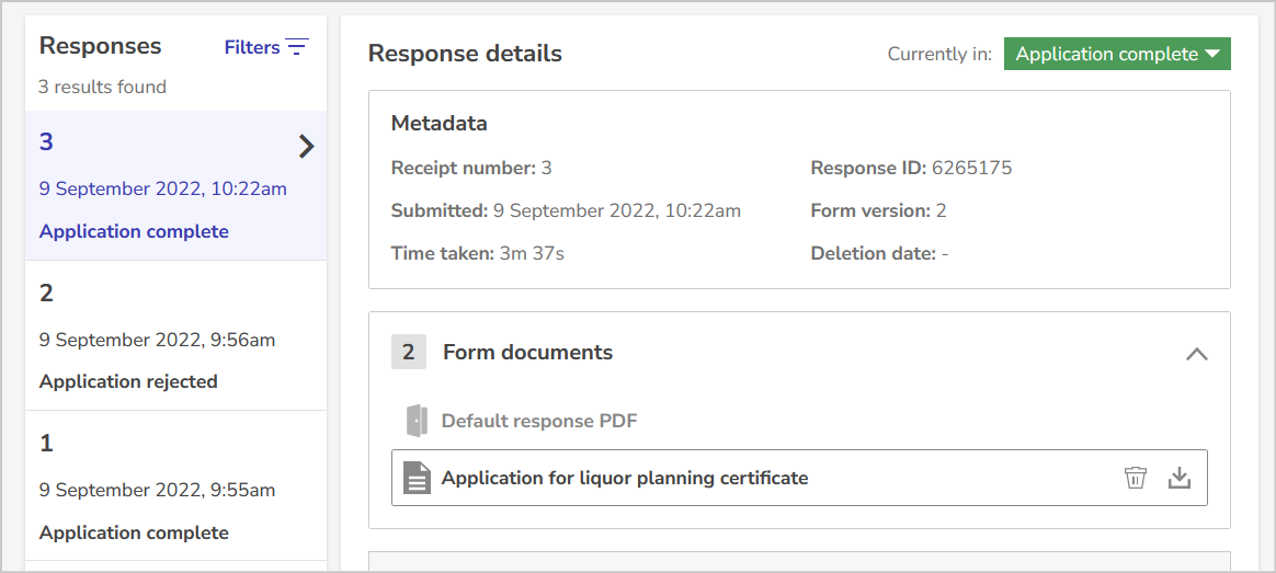 custom form documents in responses