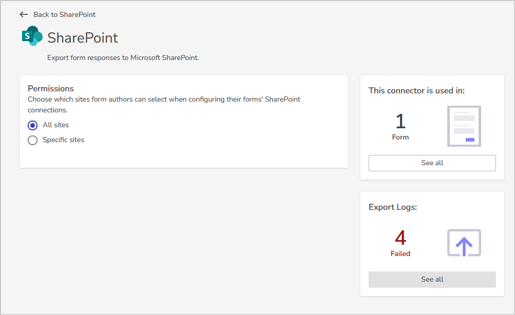 The See all button is under Export logs in the connection settings