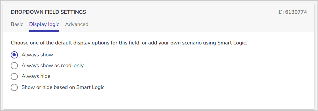 display logic tab