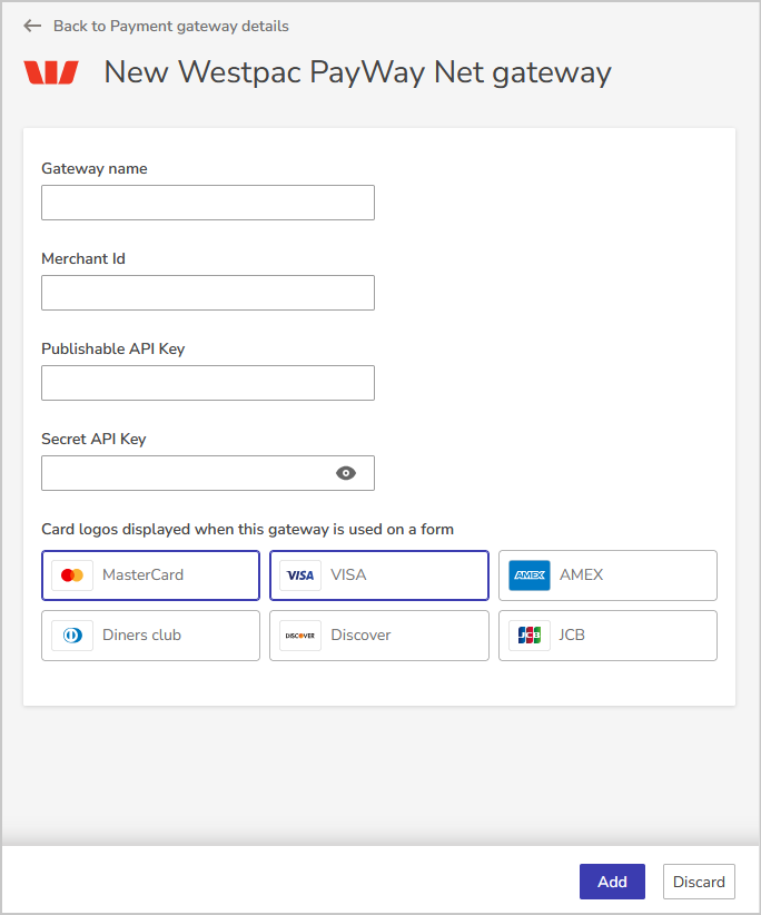 gateway fields for new gateway