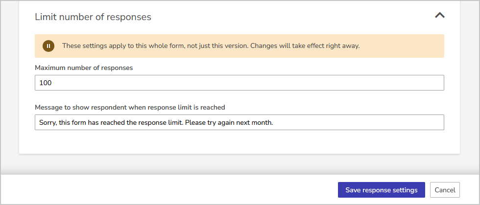 response limit settings