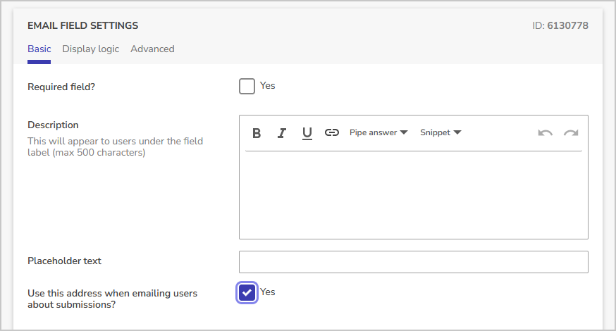 email respondent setting