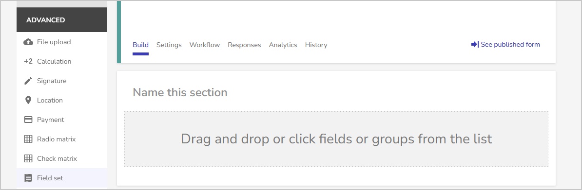field set in toolbox