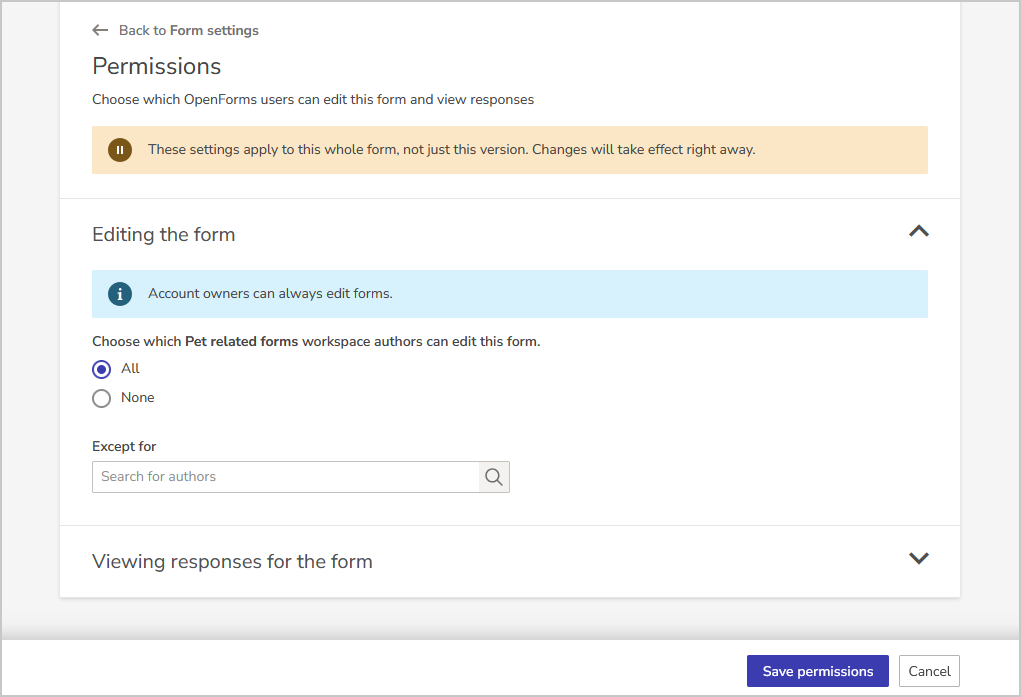 editing form permissions