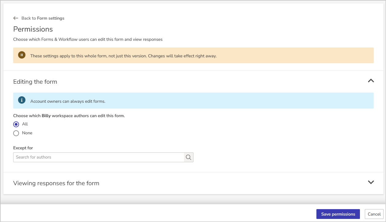 set editing permissions in form settings