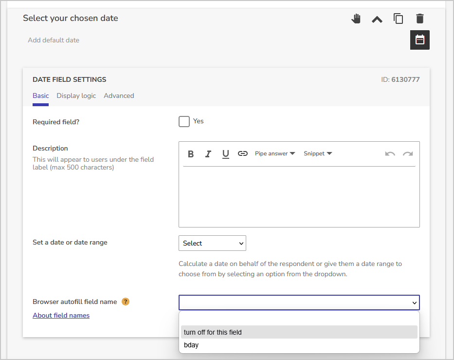 turn off autofill setting