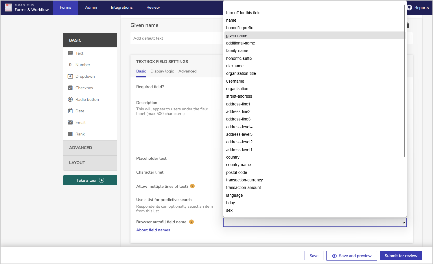 use autofill for a text field