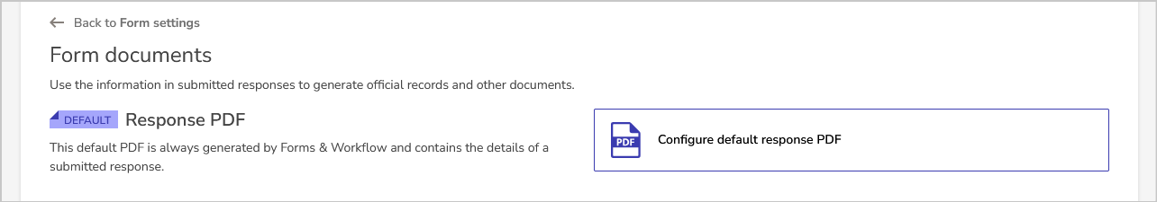 configure default response pdf button