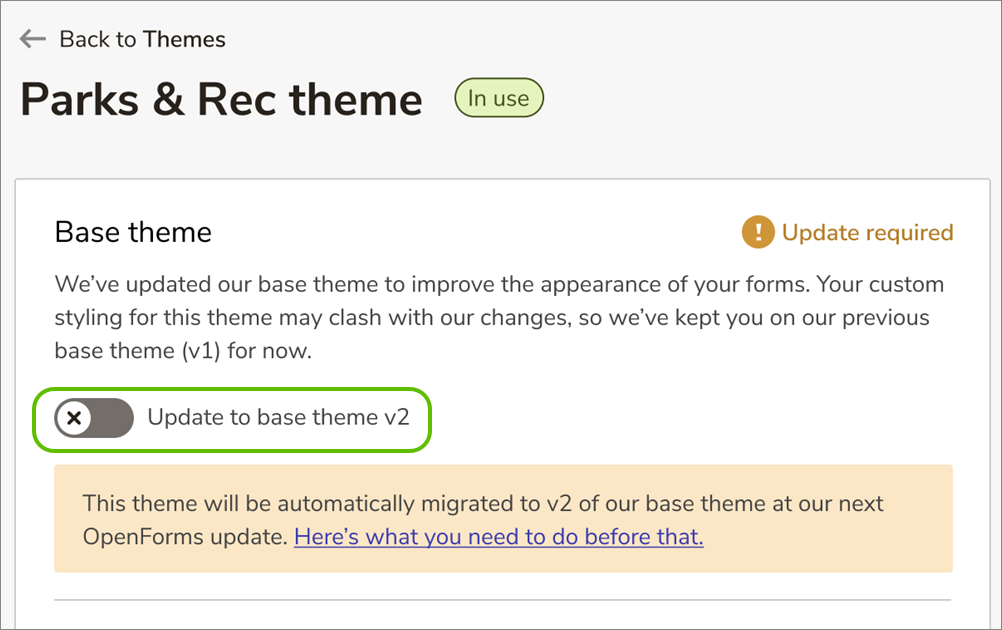update base version switch in theme