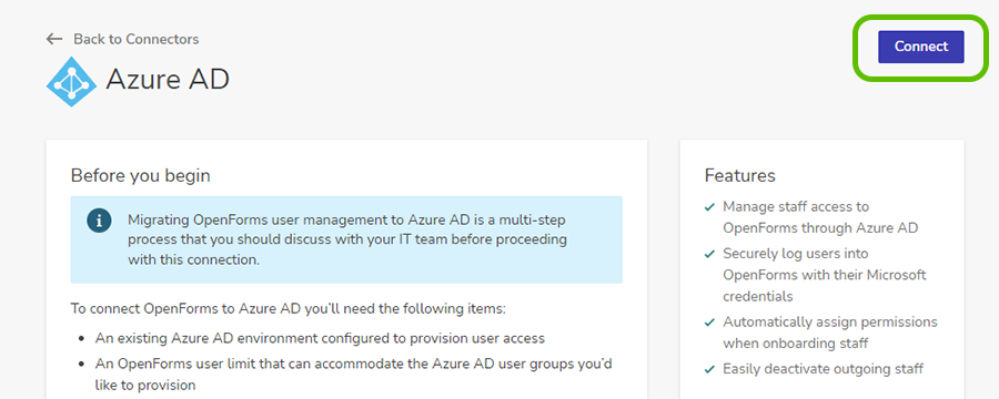 Create a connection in OpenForms