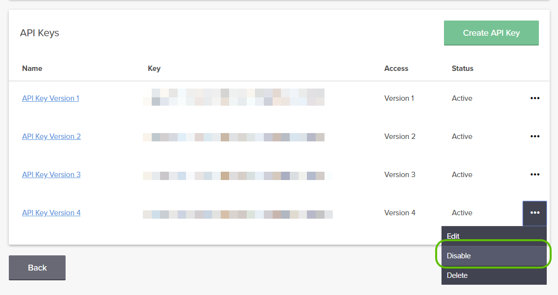 Disable API Key
