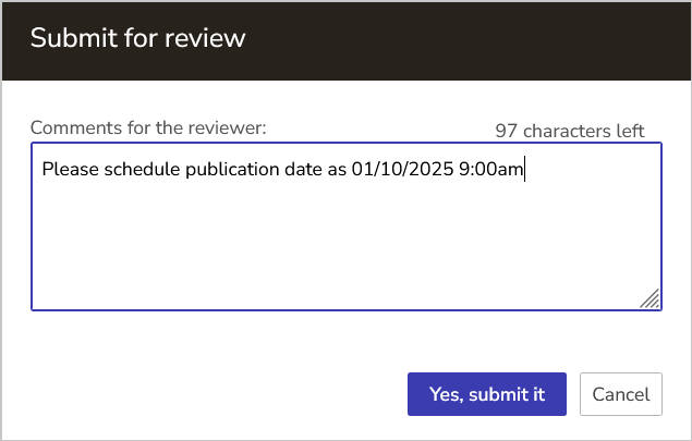 comments for reviewer box