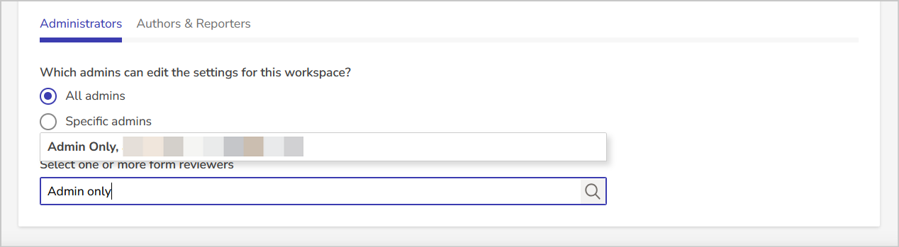 select reviewer for the workspace