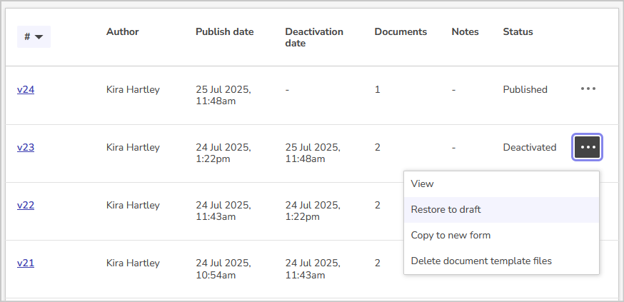 restore to draft version